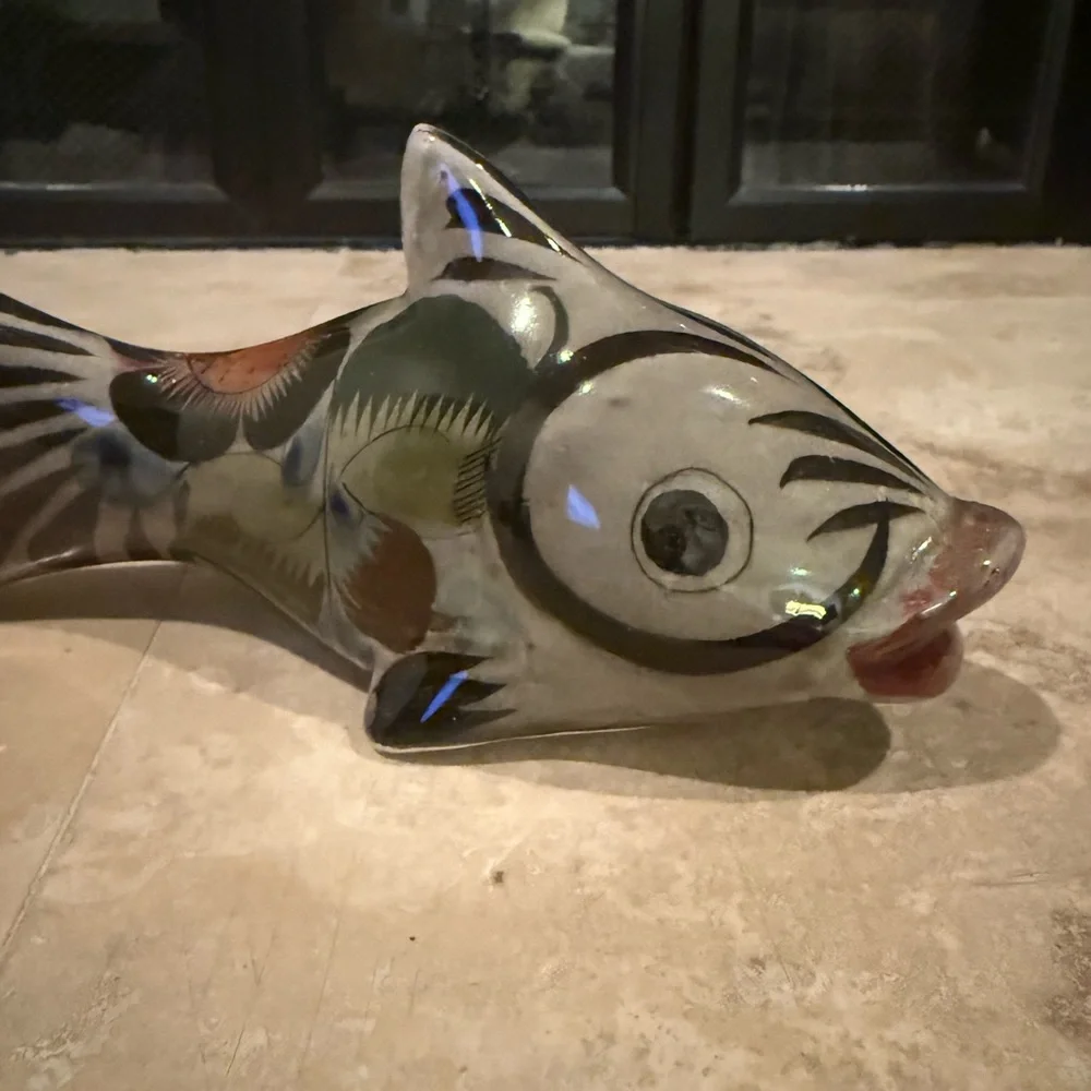 Vintage Hand Painted Ceramic Tonala Fish Made In Mexico